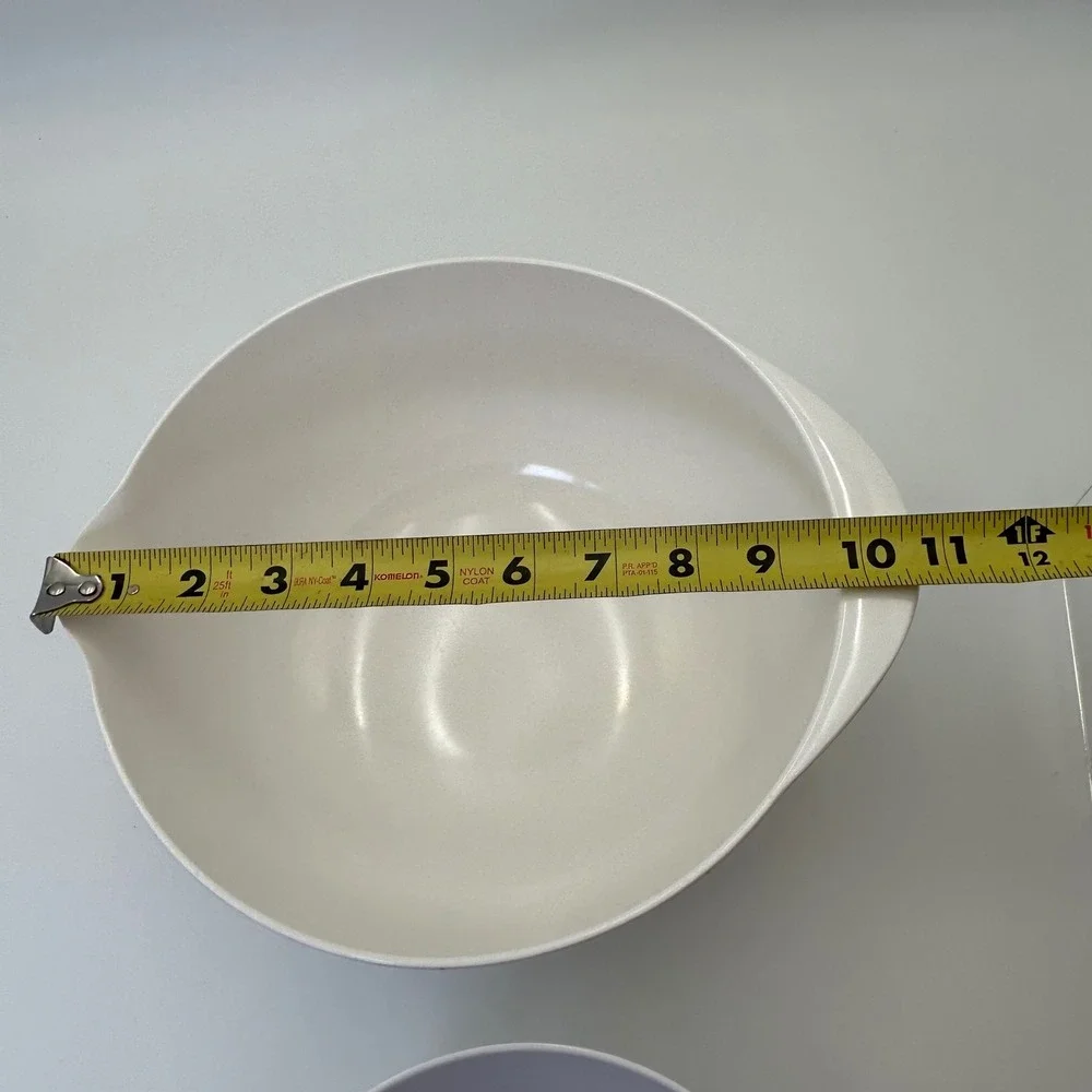 Vintage Dansk Set of 2 Pouring Minimalist White Melamine Nesting Mixing Bowls